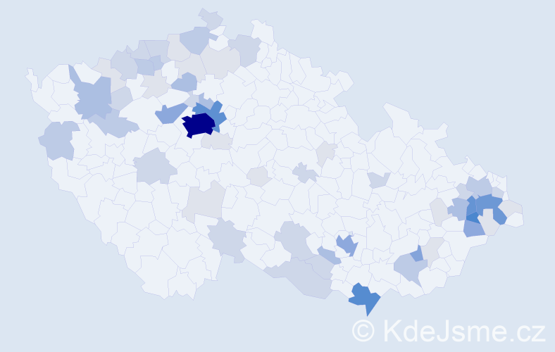 Příjmení: 'Hykl', počet výskytů 198 v celé ČR