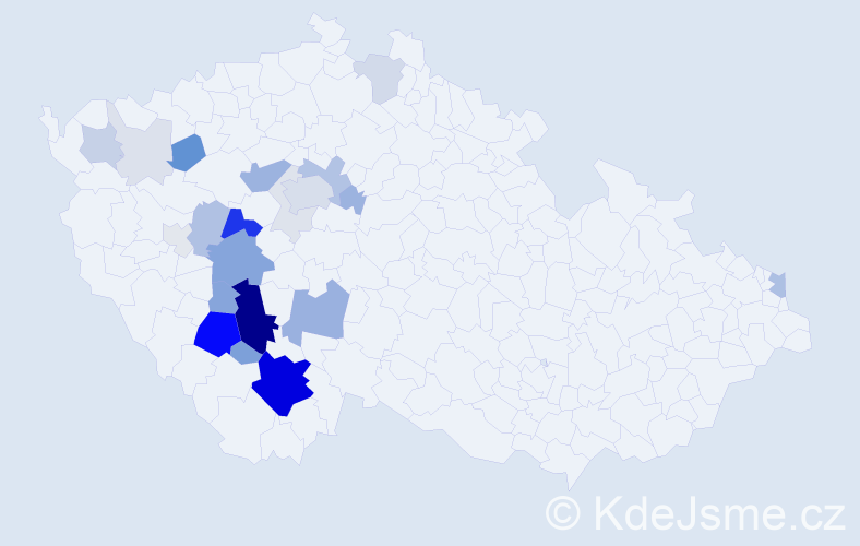 Příjmení: 'Vaňatová', počet výskytů 107 v celé ČR