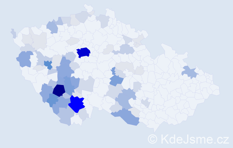 Příjmení: 'Bártík', počet výskytů 274 v celé ČR