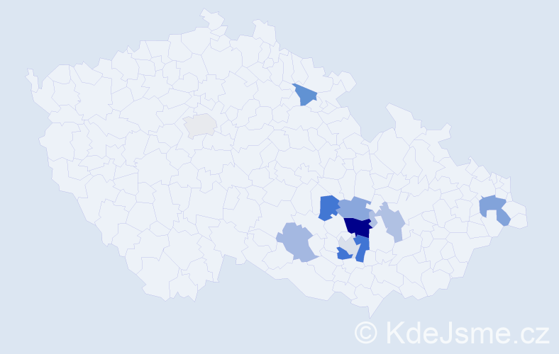 Příjmení: 'Koudar', počet výskytů 17 v celé ČR