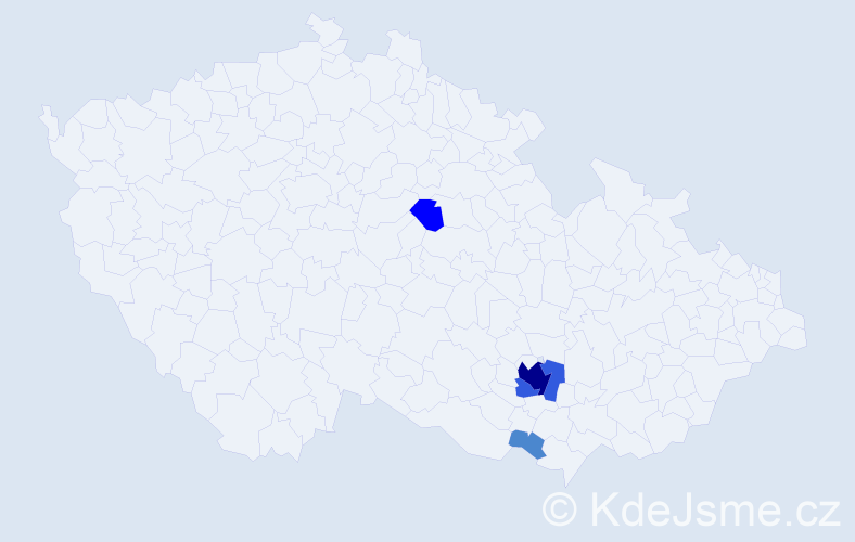 Příjmení: 'Pliva', počet výskytů 14 v celé ČR