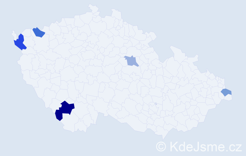 Příjmení: 'Vošková', počet výskytů 7 v celé ČR