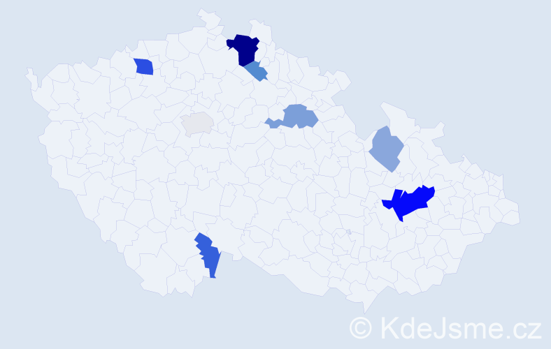 Příjmení: 'Tajmrová', počet výskytů 22 v celé ČR
