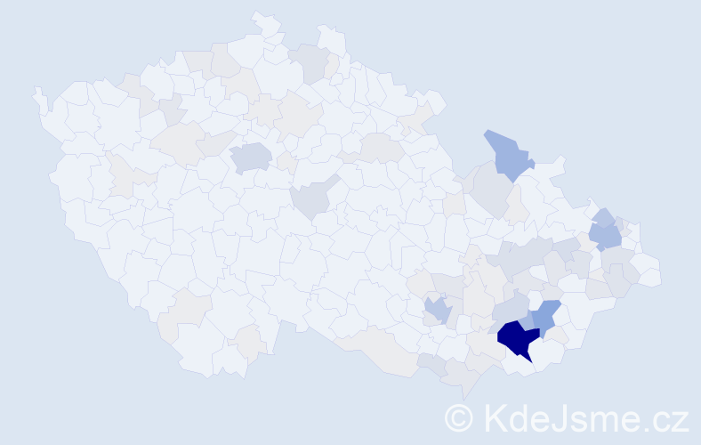 Příjmení: 'Lapčíková', počet výskytů 345 v celé ČR