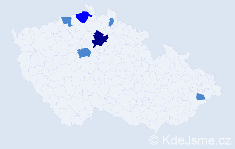 Příjmení: 'Treglová', počet výskytů 9 v celé ČR