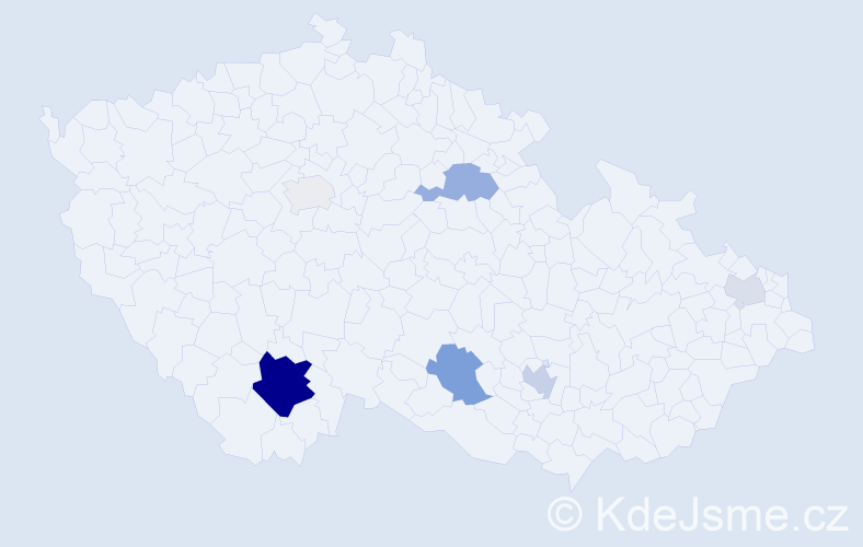 Příjmení: 'Stankay', počet výskytů 19 v celé ČR