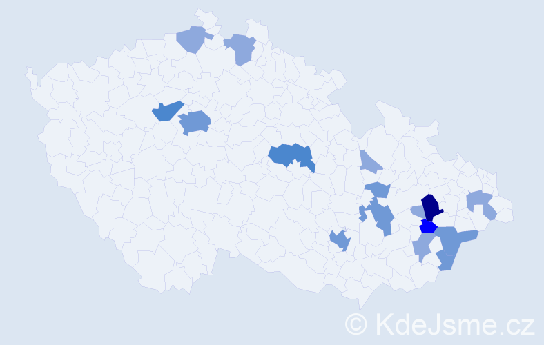 Příjmení: 'Unar', počet výskytů 34 v celé ČR