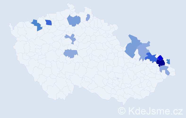 Příjmení: 'Piatková', počet výskytů 39 v celé ČR