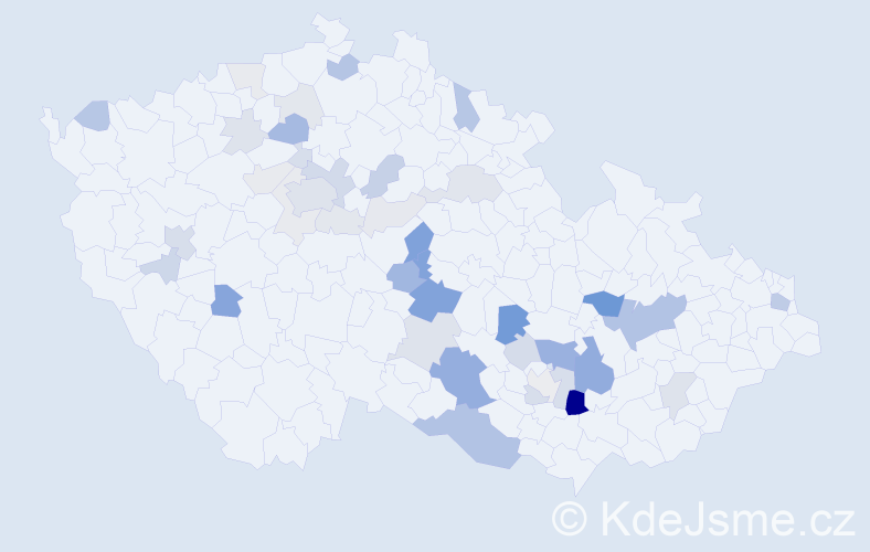 Příjmení: 'Menoušek', počet výskytů 130 v celé ČR