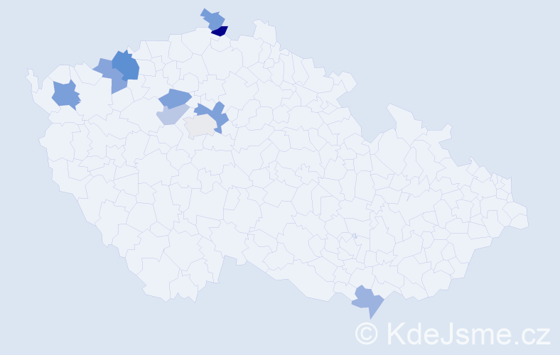 Příjmení: 'Borgula', počet výskytů 15 v celé ČR