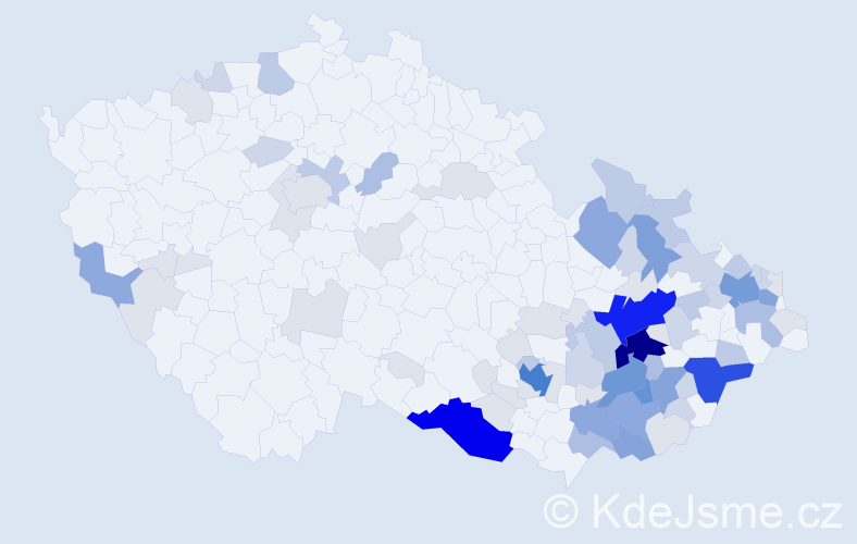 Příjmení: 'Bartoníková', počet výskytů 276 v celé ČR