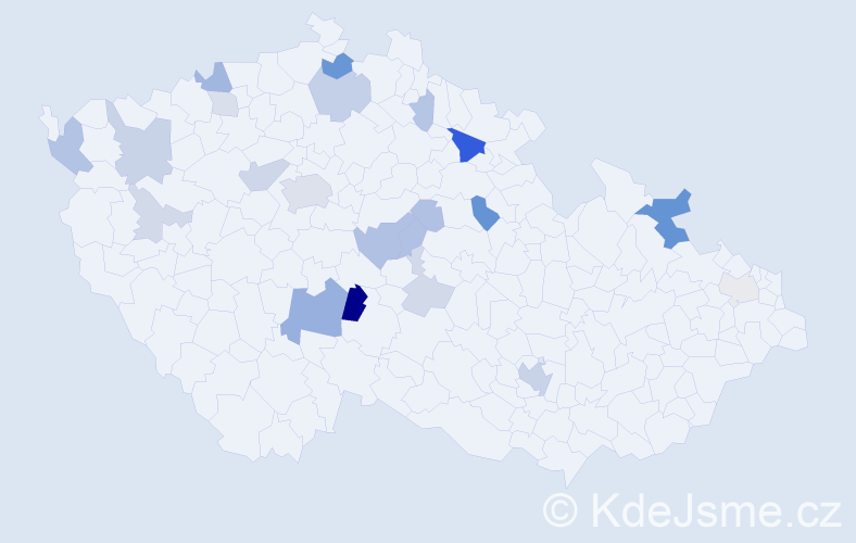 Příjmení: 'Kňákal', počet výskytů 56 v celé ČR