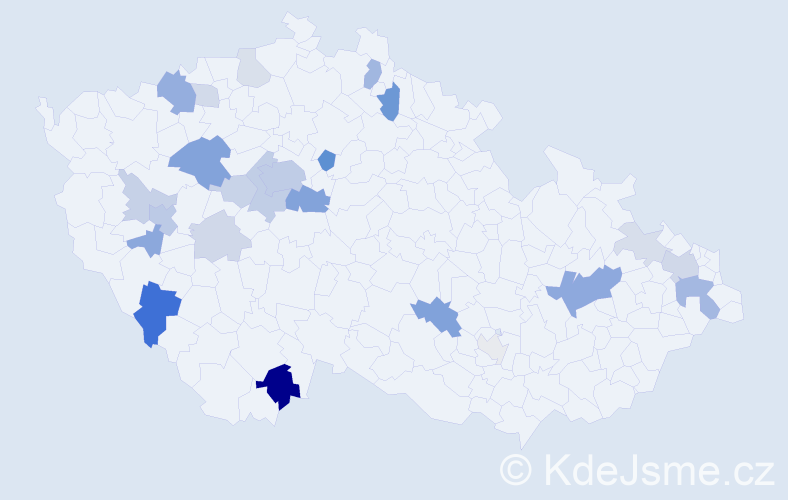 Příjmení: 'Todorovová', počet výskytů 63 v celé ČR