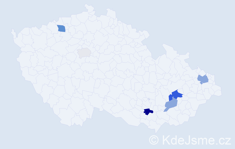 Příjmení: 'Chupáčová', počet výskytů 12 v celé ČR