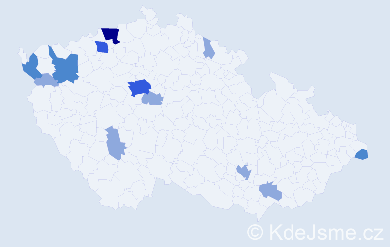 Příjmení: 'Maxim', počet výskytů 23 v celé ČR