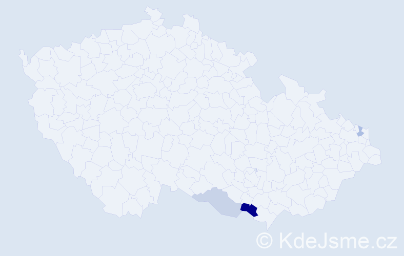 Příjmení: 'Gígel', počet výskytů 5 v celé ČR