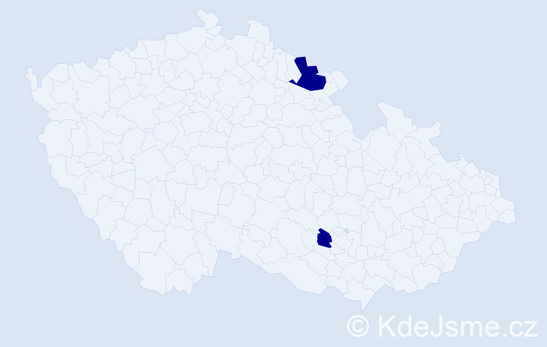 Příjmení: 'Tiede', počet výskytů 2 v celé ČR