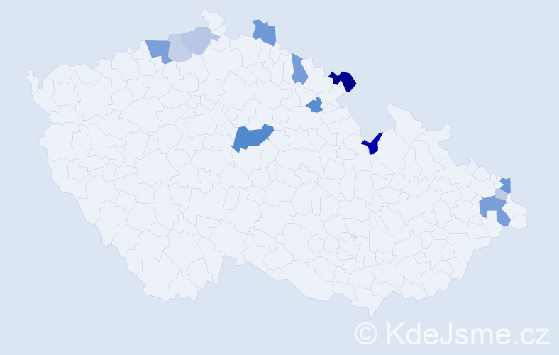 Příjmení: 'Császárová', počet výskytů 22 v celé ČR