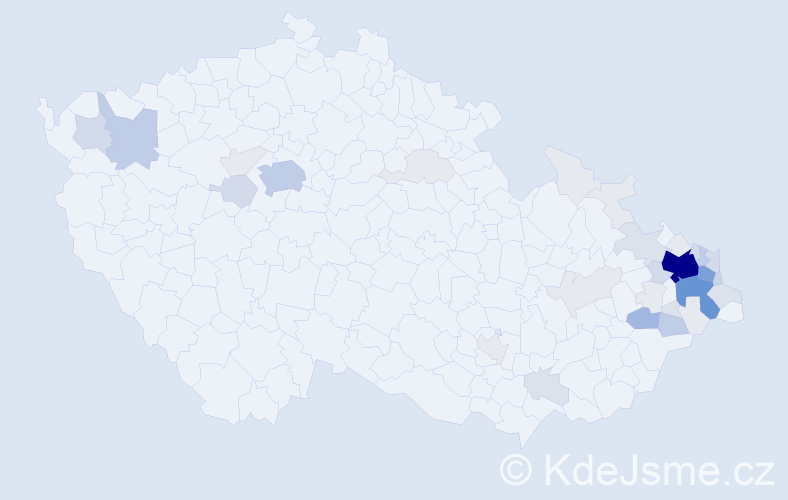 Příjmení: 'Folvarčná', počet výskytů 148 v celé ČR