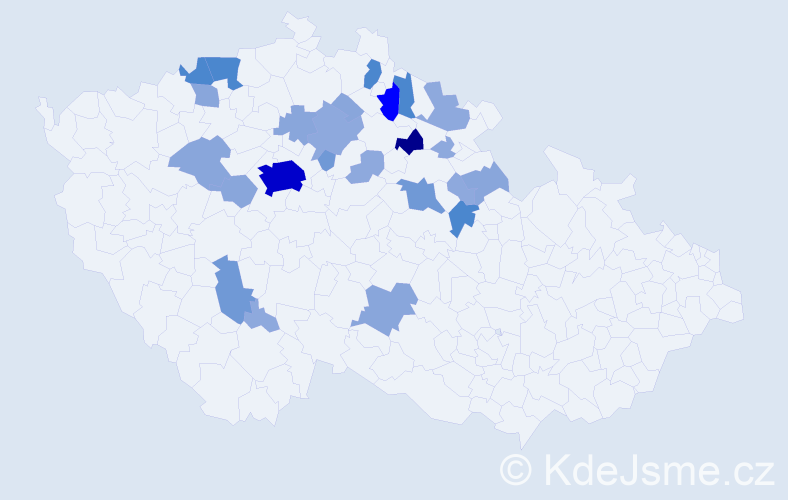 Příjmení: 'Hochmal', počet výskytů 73 v celé ČR