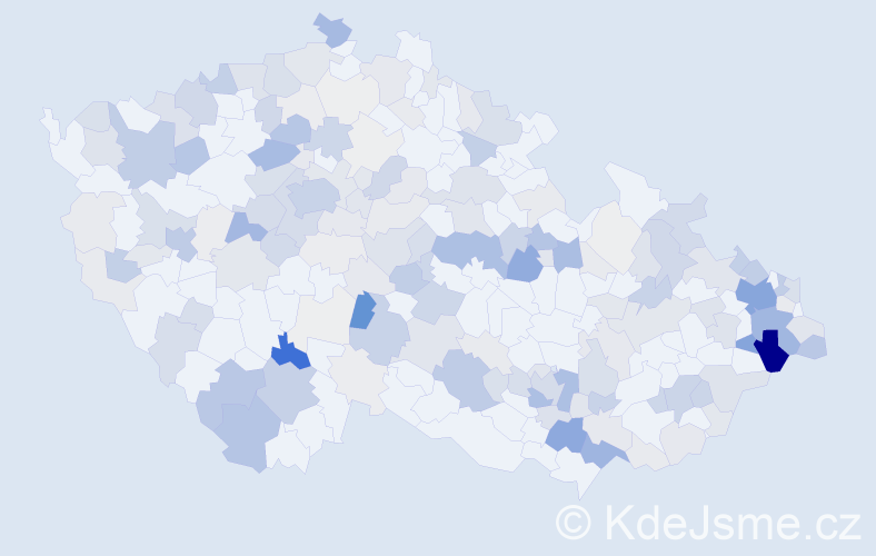 Příjmení: 'Kokeš', počet výskytů 701 v celé ČR