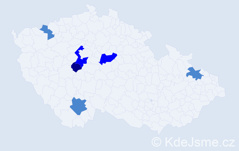 Příjmení: 'Hájik', počet výskytů 10 v celé ČR