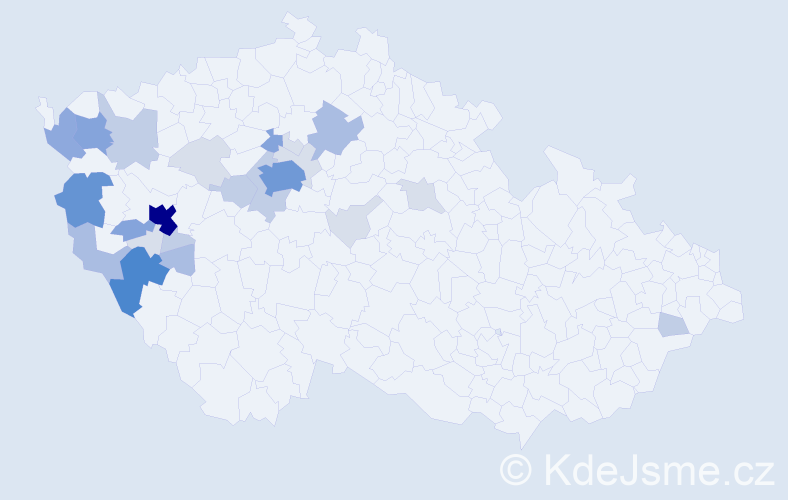 Příjmení: 'Klesa', počet výskytů 90 v celé ČR