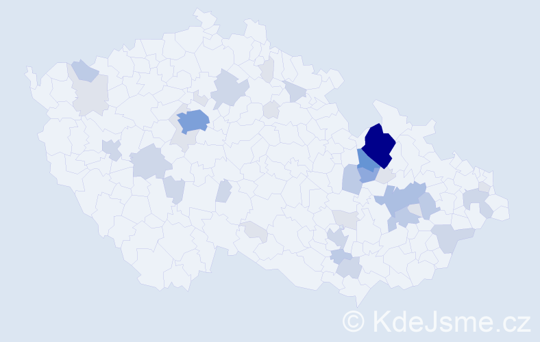 Příjmení: 'Baslerová', počet výskytů 102 v celé ČR