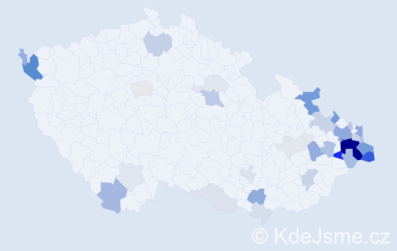 Příjmení: 'Kupčák', počet výskytů 103 v celé ČR