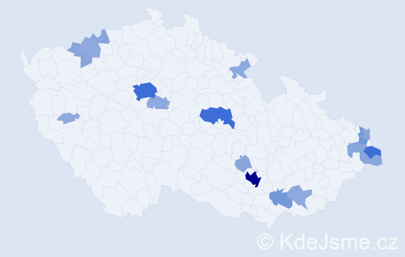 Příjmení: 'Padyšáková', počet výskytů 50 v celé ČR