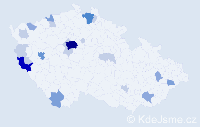 Příjmení: 'Kitzbergerová', počet výskytů 54 v celé ČR