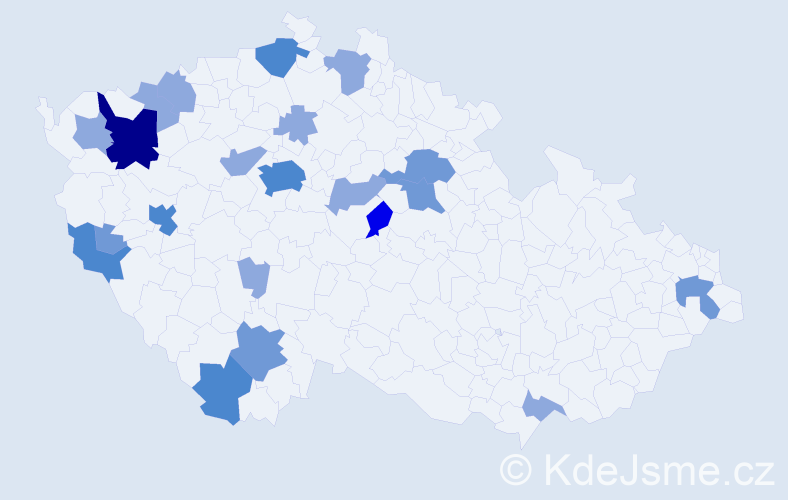 Příjmení: 'Mitro', počet výskytů 45 v celé ČR