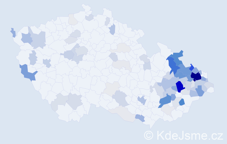 Příjmení: 'Bajgarová', počet výskytů 385 v celé ČR