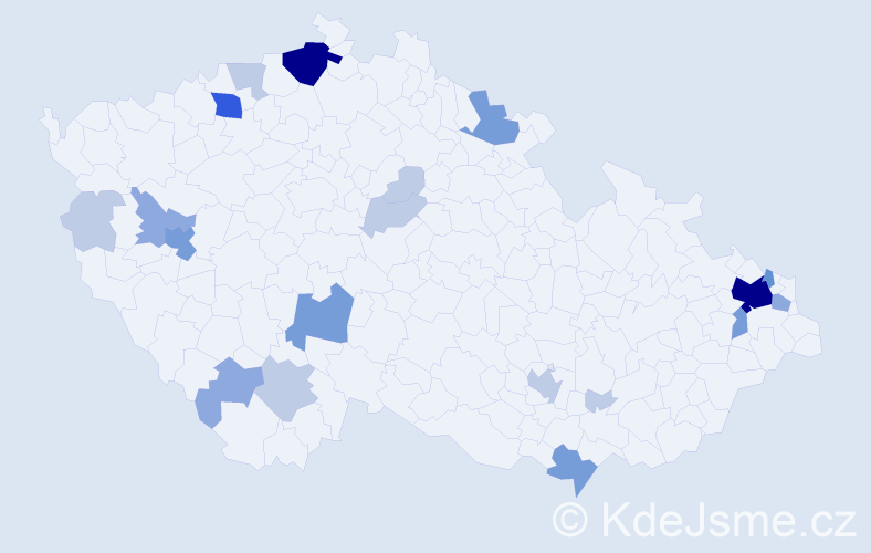 Příjmení: 'Dejová', počet výskytů 58 v celé ČR