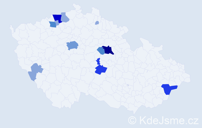 Příjmení: 'Gadžor', počet výskytů 45 v celé ČR