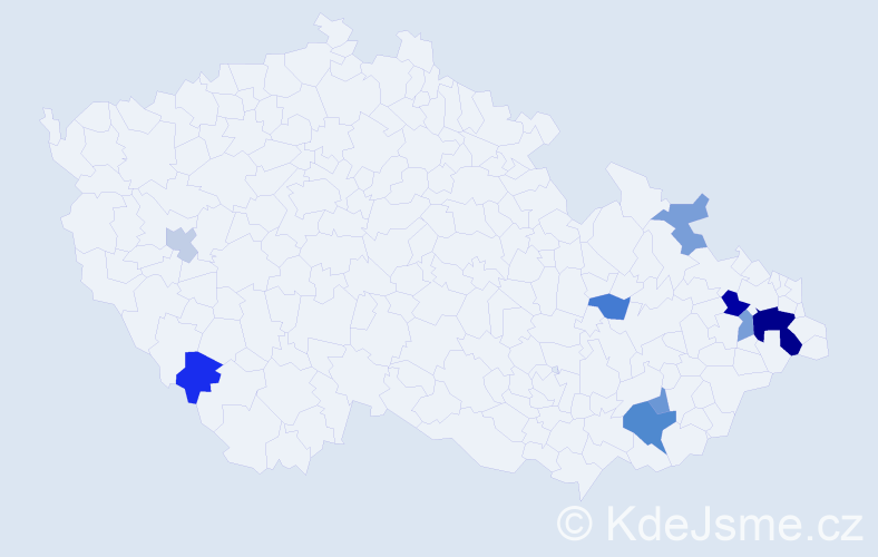 Příjmení: 'Koulák', počet výskytů 18 v celé ČR