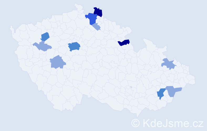 Příjmení: 'Trenčan', počet výskytů 24 v celé ČR