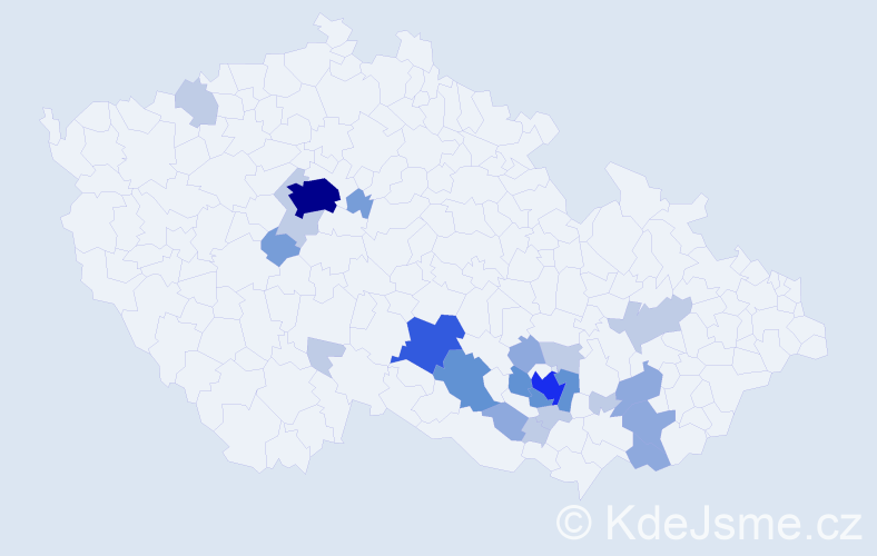 Příjmení: 'Kozlíček', počet výskytů 59 v celé ČR