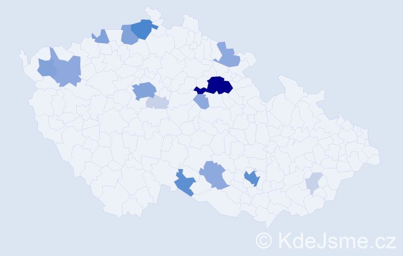 Příjmení: 'Klemera', počet výskytů 50 v celé ČR