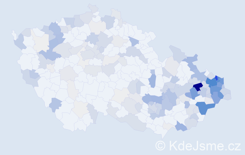 Příjmení: 'Kubica', počet výskytů 774 v celé ČR