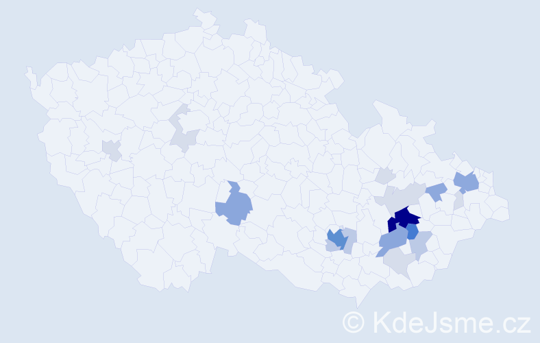 Příjmení: 'Zanášková', počet výskytů 61 v celé ČR