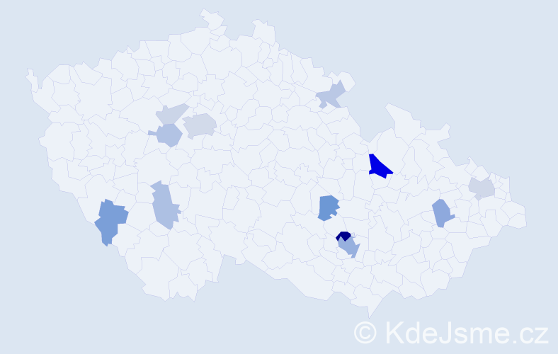 Příjmení: 'Kahleová', počet výskytů 28 v celé ČR