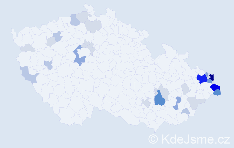 Příjmení: 'Zaremba', počet výskytů 103 v celé ČR