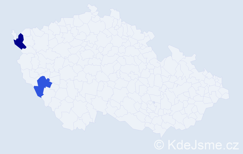 Příjmení: 'Vendlbergerová', počet výskytů 8 v celé ČR