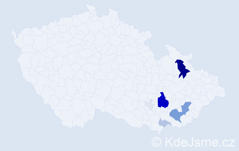 Příjmení: 'Doček', počet výskytů 19 v celé ČR