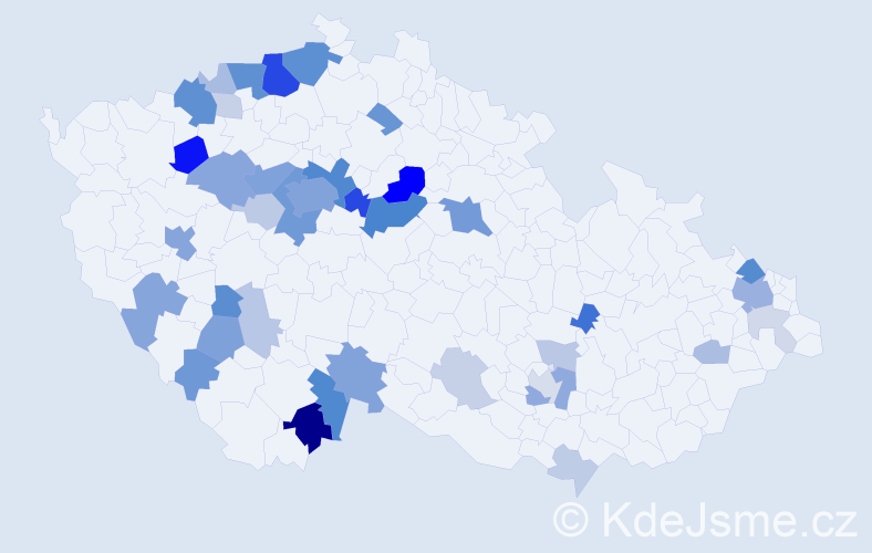 Příjmení: 'Vodvářková', počet výskytů 132 v celé ČR