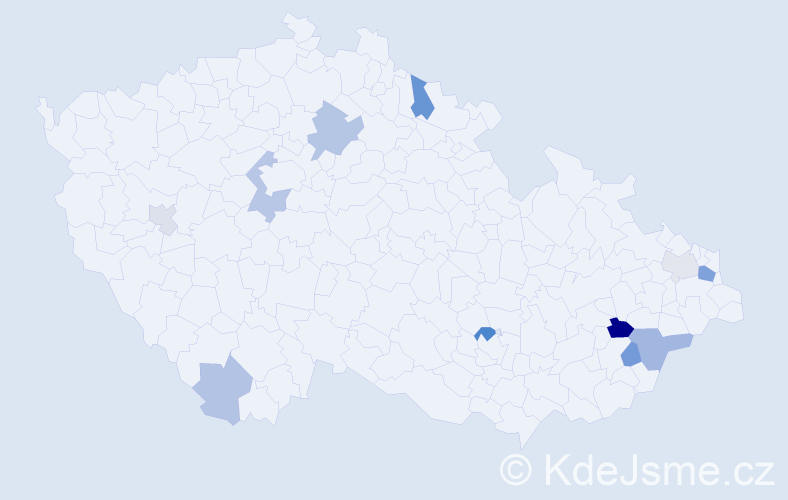 Příjmení: 'Vraštiaková', počet výskytů 21 v celé ČR