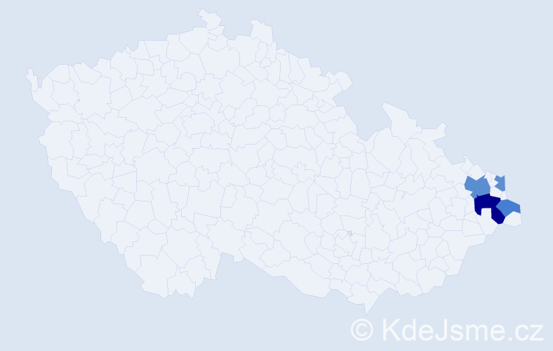 Příjmení: 'Wykret', počet výskytů 8 v celé ČR