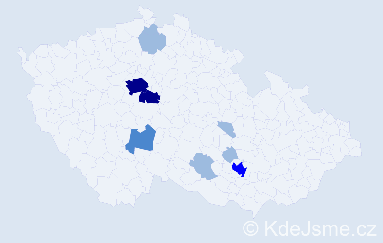 Příjmení: 'Viewegh', počet výskytů 18 v celé ČR
