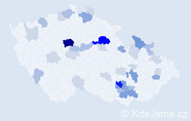 Příjmení: 'Machaňová', počet výskytů 103 v celé ČR
